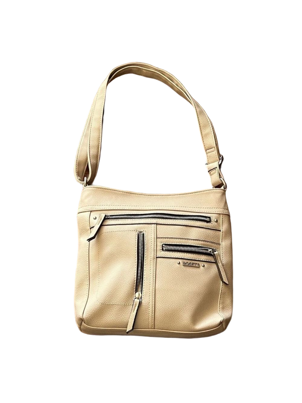 Rosetti Crossbody Bag in light beige/tan hue with plenty of storage for items
